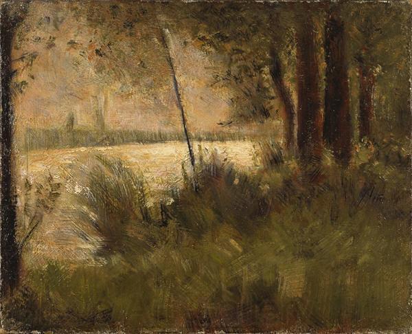 Georges Seurat Grassy Riverbank Spain oil painting art